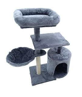 Babyezz Cat Tree ?Cat Tower sisal After catching Kitten Play House Activity Center?Hanging Hammock, Comfortable cat nest(Grey, Hammock Style)