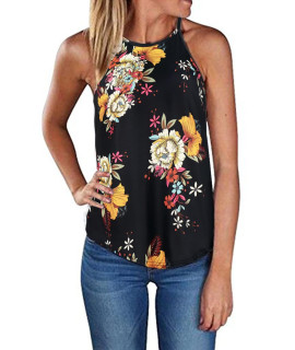 Sherosa Black Tank Tops for Women Spaghetti Strap cute Floral Loose Fit Summer Tops Floral,M