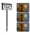 Solar Powered Address Sign House Numbers Waterproof, 3 Lighting Modes Led Illuminated Address Wall Plaque With Stakes, Outdoor Wall Mounted In Ground Address Number For Home Yard