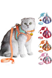 JSXD cat Harness,Leash and collar Set,Escape Proof Kitten Vest Harness for Walking,Easy control Night Safe Pet Harness with Reflective Strap and Bell for Small Large Kitten,Fit for Puppy,Rabbit