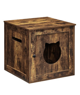 FEANDREA Cat Litter Box Furniture, Hidden Litter Box Enclosure Cabinet with Single Door, Indoor Cat House, End Table, Nightstand, Rustic Brown UPCL004X01
