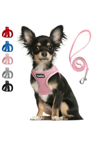 Petifine Step In Small Dog Harness And Leash Set, Breathable All Weather Air Mesh Reflective Escape Proof, Step-In Vest Harnesses For Puppy(Xs, Pink)