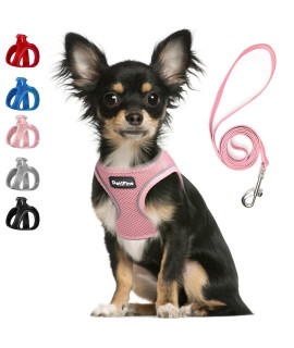 Petifine Step In Small Dog Harness And Leash Set, Breathable All Weather Air Mesh Reflective Escape Proof, Step-In Vest Harnesses For Puppy(Xs, Pink)