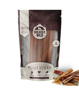 Beef Bully Sticks Dog Treats, 5 6" Sticks - Single Ingredient, All Natural, Long Lasting Dog Chews for Large and Small Dogs - 100% Digestible