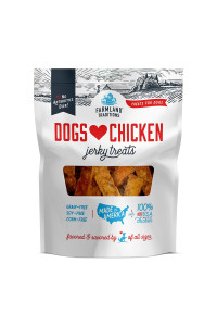 Farmland Traditions Dogs Love Chicken Premium Two Ingredients Jerky Treats for Dogs (1 lb. No Antibiotics Ever USA Raised Chicken)