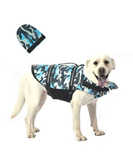 Mklhgty Dog Life Jacket with Removable Neck Float, Reflective Adjustable Dog Life Vest for Swimming with Front Float, Ripstop Pet Safety Swimsuit Preserver for Small Medium and Large Dogs