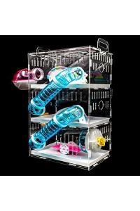 DuvinDD 3-Story Hamster Cages with Crossover Tubes Tunnels, Large Hamster Cage Habitats Gerbil House, Transparent Acrylic Small Animal Cage for Pet Rat, Syrian Hamster, Mouse with Various Accessories