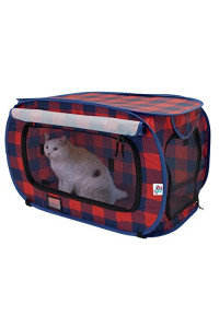 SPORT PET Large Pop Open Kennel, Portable Cat Cage Kennel, Waterproof Pet Bed, Travel Litter Collection