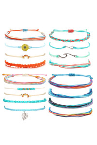 Huasai Vsco String Bracelets For Teen Girls Women Waterproof Boho Rope Bracelets Wave Surfer Bracelets Summer Beach Anklets