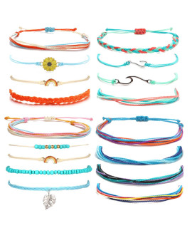 Huasai Vsco String Bracelets For Teen Girls Women Waterproof Boho Rope Bracelets Wave Surfer Bracelets Summer Beach Anklets