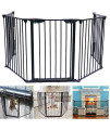 Tonchean Extra Wide Outdoor Pet Gates Dog Gates 118 Inch Freestanding Tall Metal Fireplace Fence Frestanding Pet Gate Pet Fence Safety Gates Play Yard Portable Wide Barrier Gate Christmas Tree Fence