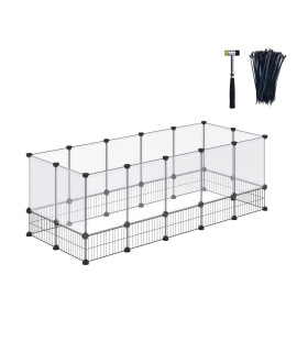 DINMO Rabbit Playpen, Guinea Pig Cages, Hamster Cages, Iron Net Bottom Design for Small Animal, Bunny, Ferret, Hedgehog, DIY, Expanded, Portable, Exercise Fence, 61.4 x 25.4 x 22.3 Inches