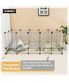 DINMO Rabbit Playpen, Guinea Pig Cages, Hamster Cages, Iron Net Bottom Design for Small Animal, Bunny, Ferret, Hedgehog, DIY, Expanded, Portable, Exercise Fence, 61.4 x 25.4 x 22.3 Inches