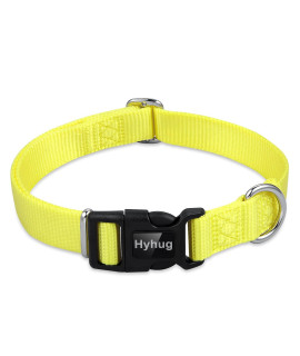 Hyhug Pets Solid color classic Regular Heavy Duty Basic collar for Medium Breed Dogs Daily Use Walking,Jogging,Professional Training (Medium, Illuminating Yellow)