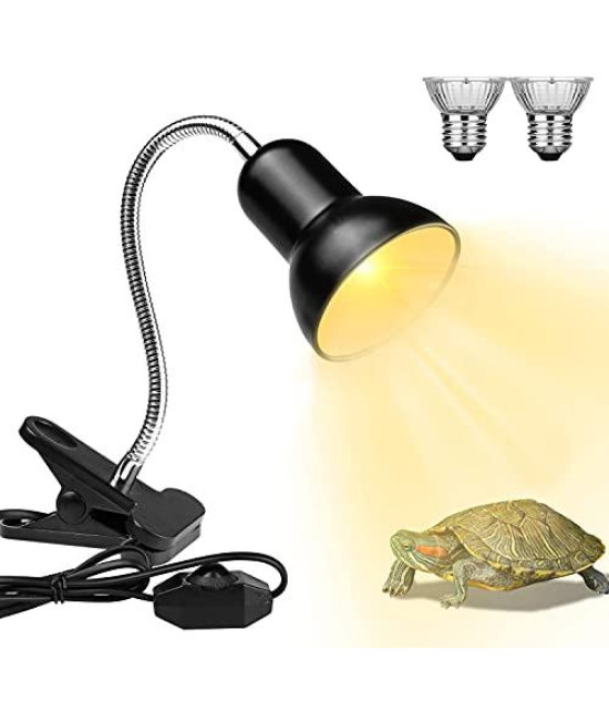 Reptile Heat Lamps, Turtle Lamp UVA/UVB Turtle Aquarium Tank Heating Lamps with Clamp, 360