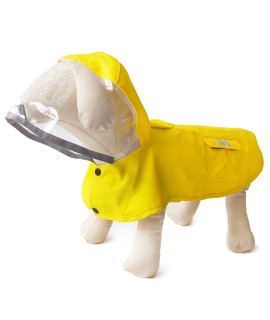Dog Waterproof Raincoat With Poncho Hoodie, High Reflective Adjustable Yellow Pet Rain Jacket With Leash Hole For Small Medium And Large Dogs (Yellow, Small)