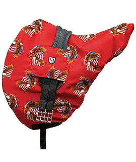 Harrison Howard Premium Waterproofbreathable Fleece-Lined Saddle Cover With Stylish Prints That Stand Out Protect Your Entire Saddle-Patriot Eagle