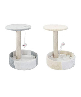 Cat Tree Cat House Cradle Bed with Natural Sisal Scratching Posts and Teasing Rope for Kitten (Yellow)