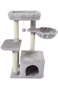 FISHNAP US16H cute cat Tree cat Tower for Indoor cat condo Sisal Scratching Posts with Jump Platform cat Furniture Activity center Play House grey