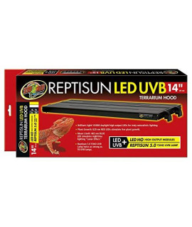 Reptisun LED & T5 UV-B Terrarium Hood - Lighting 2 modules w/ one 12? T5 Bulb - Includes DBDPet Pro-Tip Guide