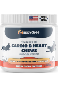 Made in USA - Vitamin Supplements Chews for Dogs - Cardio & Heart Support Vet Approved Formula - Soft Chews for Dogs - Omega 3 Rich - Smoky Bacon Flavor - 170 Soft Chews