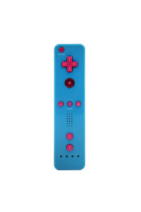 Wii Remote controller,Wireless Remote gamepad controller for Nintend Wii and Wii U,with Silicone case and Wrist Strap(No Motion Plus),Blue with Pink Back