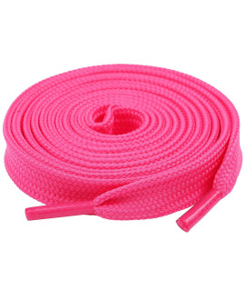 Olukssck 1 Pair Flat Shoe Laces for Sneakers, 25 Wide Athletic Shoelaces Hot Pink 63 inch(160cm)