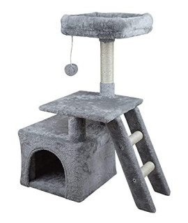 KIYUMI US10G Cat Tree Cat Tower Sisal Scratching Posts Cat Condo Play House Hammock Jump Platform Cat Furniture Activity Center,Grey