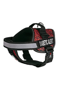 Dogline Unimax Dog Harness Vest with Diabetic Alert Patches Reflective No-Pull, Adjustable Straps, Breathable Neoprene for Medical, Service, Identification and Training Dogs Girth 36 to 46" Zebra Red