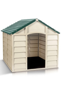 Starplast Small Dog Kennel: 1 Outdoor Plastic Pet House, Weather & Water Resistant, Easy to Assemble, 279 x 279 x 268 Inches, 2 color Options 10-701