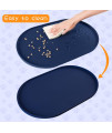 Yacee Silicone Dog Food Mat Waterproof, Easy Clean in Dishwasher, Pet and Cat Mats 0.5 Raised Edges, Placemat Tray to Stop Food Spills and Water Bowl Messes on Floor (Large/XL, Navy)