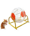 Hamster Ball with Stand 6 Crystal Running Ball for Hamsters Run-About Exercise Fitness Wheels Small Animal Toys Chinchilla Cage Accessories Running Ball for Dwarf Hamster Pet Toys(L, Orange E)