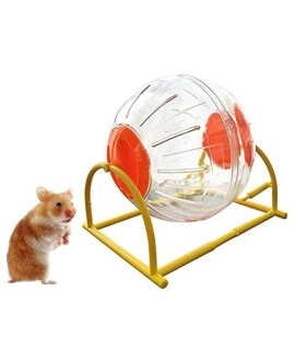 Hamster Ball with Stand 6 Crystal Running Ball for Hamsters Run-About Exercise Fitness Wheels Small Animal Toys Chinchilla Cage Accessories Running Ball for Dwarf Hamster Pet Toys(L, Orange E)