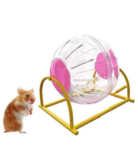 Hamster Ball 6 inch Pink Hamster Exercise Ball with Stand Rat Running Ball for Dwarf Hamster Small Pet Toys Fitness Wheels Cage Accessories (L, Pink E)