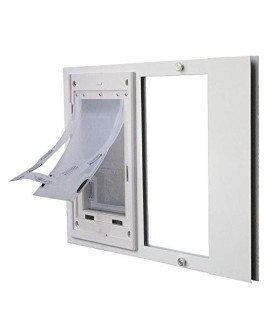 Dragon Sash Window Pet Door | Double Flap, White Frame| Large Flap (Pets Up to 18" Tall), Window Width (28" - 31") | Includes Locking Cover | Energy Efficient, Sturdy, Low Cost