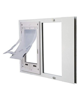 Dragon Sash Window Pet Door | Single Flap, White Frame| Large Flap (Pets Up to 18" Tall), Window Width (25" - 28") | Includes Locking Cover | Energy Efficient, Sturdy, Low Cost