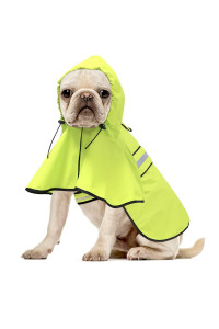 Ezierfy Waterproof Reflective Dog Raincoats - Adjustable Hooded Dog Rain Jacket Rain Coat, Lightweight Dog Slicker Poncho (Neon Green, Medium)