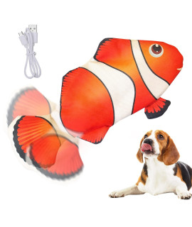 Petgravity Electric Moving Dog Fish Toy Realistic Flopping Fish Oxford cloth Interactive Dog Toys Pet Toys for Small Dogs clownfish