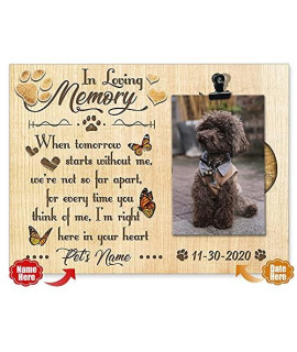 Pet Loss Gift, Personalized Dog Memorial Picture Frame, ?In Loving Memory? Wood Photo Clip Frames Hold 4x6 Photo Memorial Gifts for Loss of Pet Dog, Cat, Bereavement, Sympathy