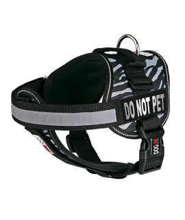 Dogline Unimax Dog Harness Vest with Do Not Pet Patches Reflective No-Pull, Adjustable Straps, Breathable Neoprene for Medical, Service, Identification and Training Dogs Girth 28 to 38" Zebra