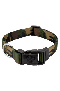 country Brook Petz - Woodland camo Deluxe Dog collar - Made in The USA- camouflage collection with 16 Rugged Designs (12 Inch, Mini)