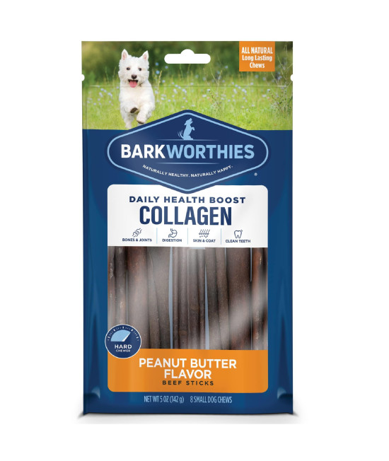 Barkworthies Peanut Butter Wrapped Collagen Sticks Dog Treats (6-Inch, 8-Pack)
