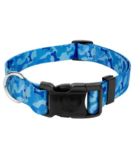 country Brook Petz - Blue Bone camo Deluxe Dog collar - Made in The USA - camouflage collection with 16 Rugged Designs (12 Inch, Extra Small)