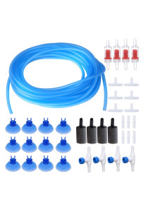 ALEgI 25 Feet 316 Inch Standard Airline Tubing with Air Stones, check Valves, control Valve and connectors Air Pump Accessories Kit (Blue)