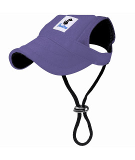 Pawaboo Dog Baseball cap, Adjustable Dog Outdoor Sport Sun Protection Baseball Hat cap Visor Sunbonnet Outfit with Ear Holes for Puppy Small Dogs, Large, Purple