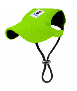 Pawaboo Dog Baseball Cap, Adjustable Dog Outdoor Sport Sun Protection Baseball Hat Cap Visor Sunbonnet Outfit with Ear Holes for Puppy Small Dogs, Large, Green