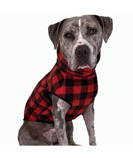 Tooth and Honey Fleece Vest/Dog Fleece Sweater Pullover Buffalo Plaid Large Pitbull Fleece Vest with Cotton Ribbed Trim Turtleneck Big Breed Dog Clothes