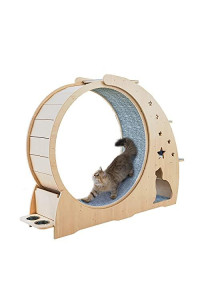 SUPFAKE Cat Treadmill Solid Wood Exercise Wheel Unique Designed Running Sport Wheel Cat Tree Large Rollers for Cat' Fitness Toys Cats Furniture Pet Supplies