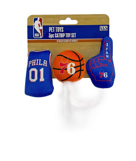 Best Plush cAT Toy - NBA 76ERS complete Set of 3 Piece cat Toys Filled with Fresh catnip Includes: 1 Jersey cat Toy, 1 Basketball cat Toy with Feathers 1 1 Fan cat Toy Beautiful Team Logos