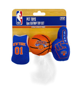 BEST PLUSH cAT TOY NBA NEW YORK KNIcKS complete Set of 3 piece cat Toys filled with Fresh catnip Includes: 1 Jersey cat Toy, 1 Basketball cat Toy with Feathers 1 1 Fan cat Toy Beautiful Team LOgO